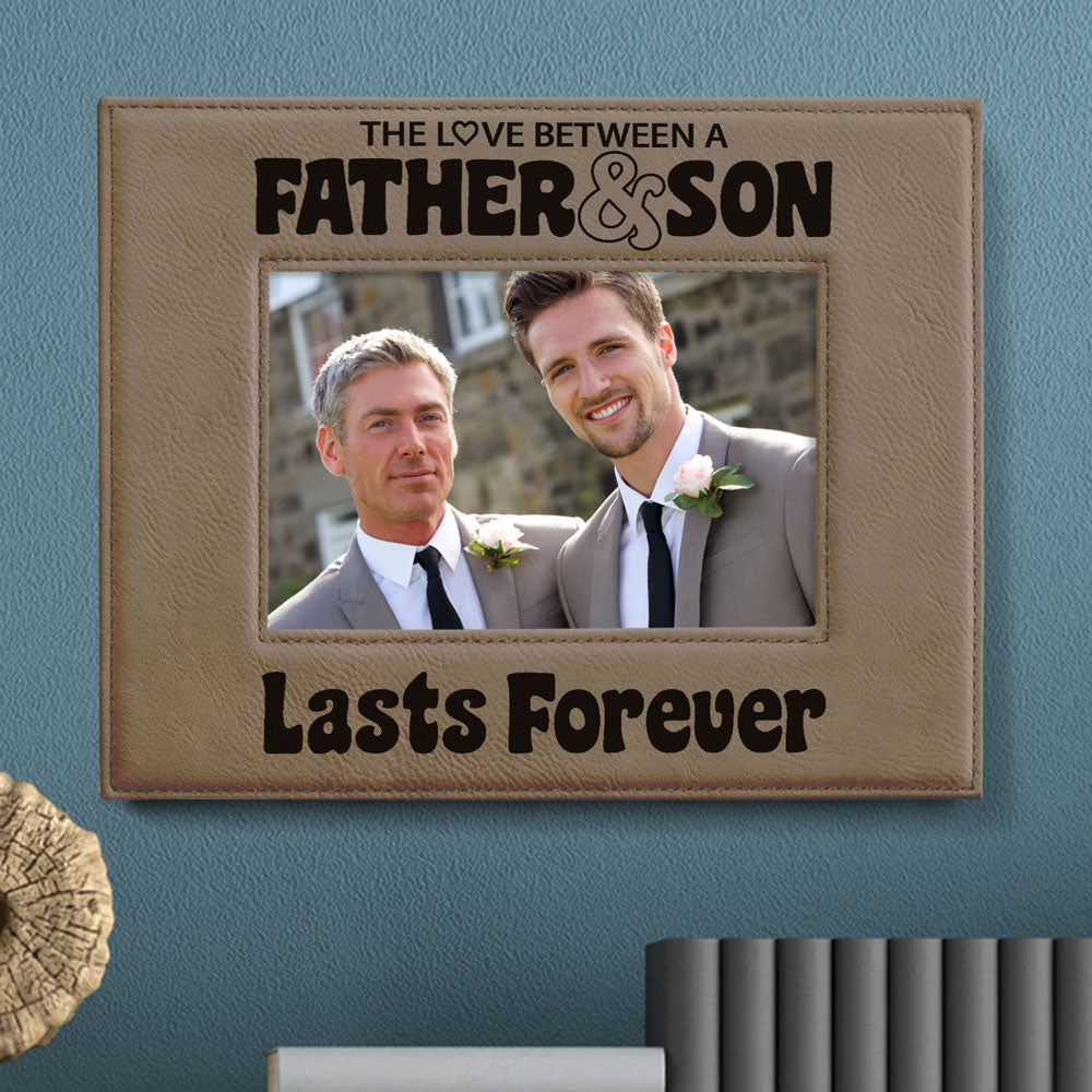Love Father and Son Lasts Forever Leather Frame