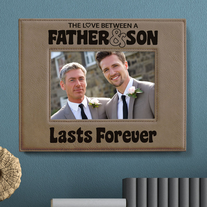 Love Father and Son Lasts Forever Leather Frame