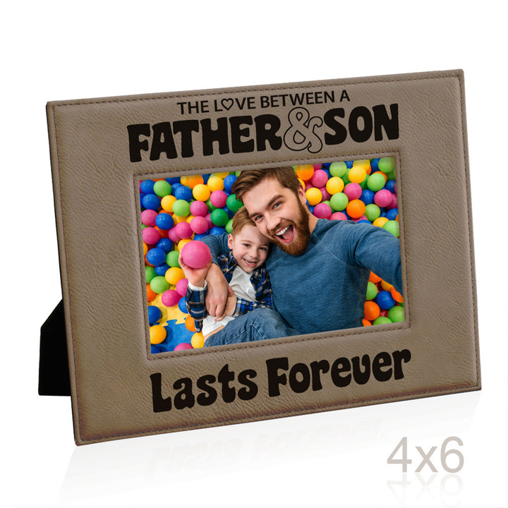 Love Father and Son Lasts Forever Leather Frame