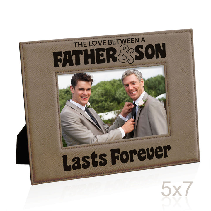 Love Father and Son Lasts Forever Leather Frame