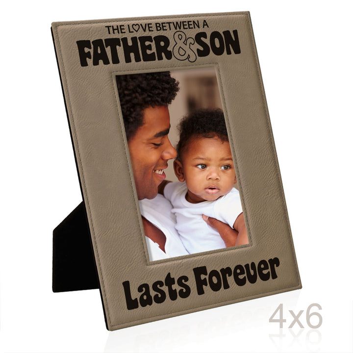 Love Father and Son Lasts Forever Leather Frame