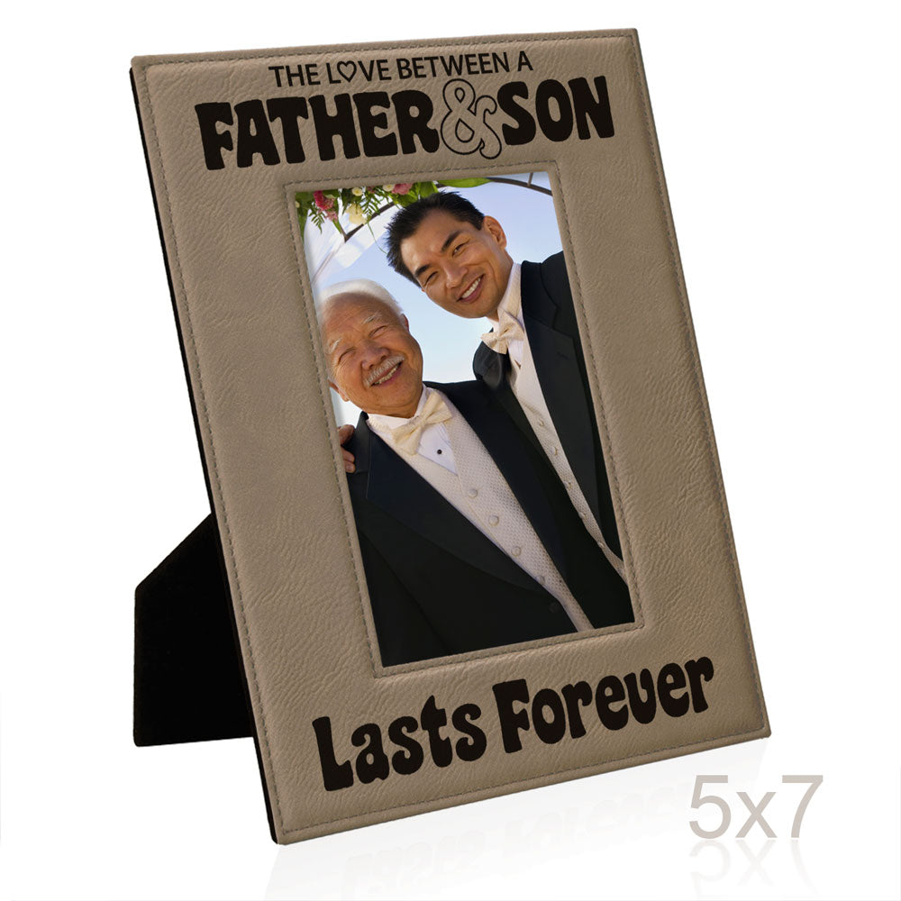 Love Father and Son Lasts Forever Leather Frame