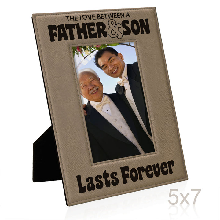 Love Father and Son Lasts Forever Leather Frame