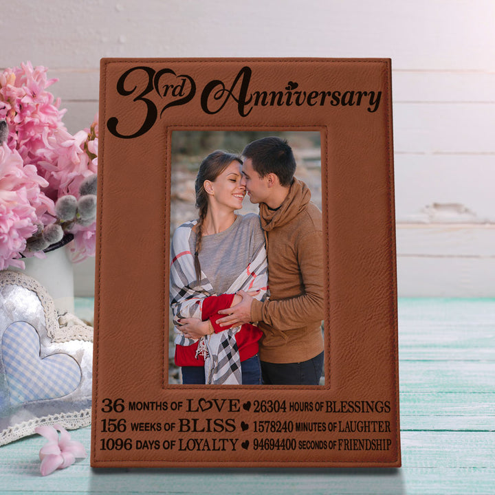 3rd Anniversary Love Bliss Leather Frame