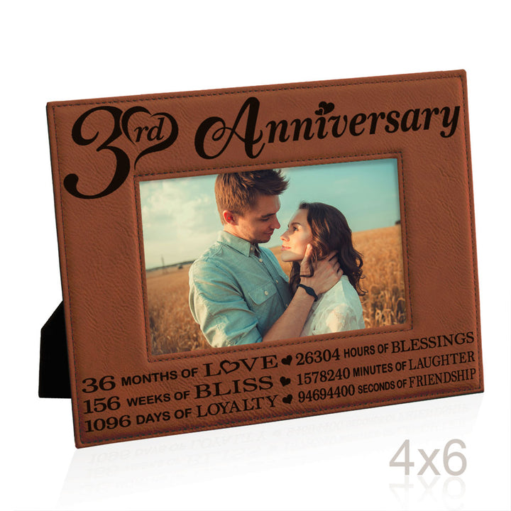 3rd Anniversary Love Bliss Leather Frame