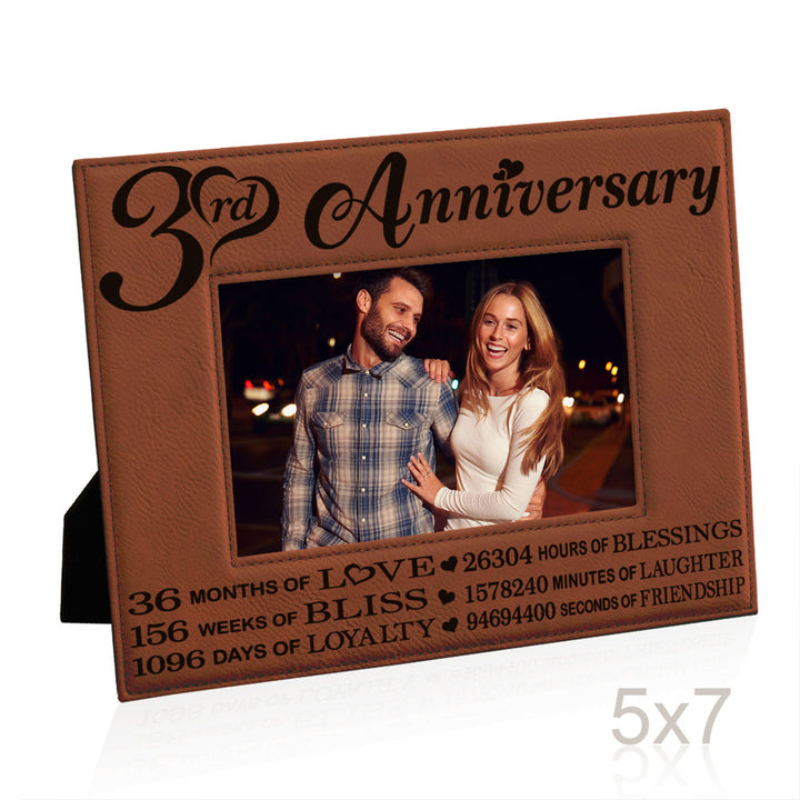 3rd Anniversary Love Bliss Leather Frame