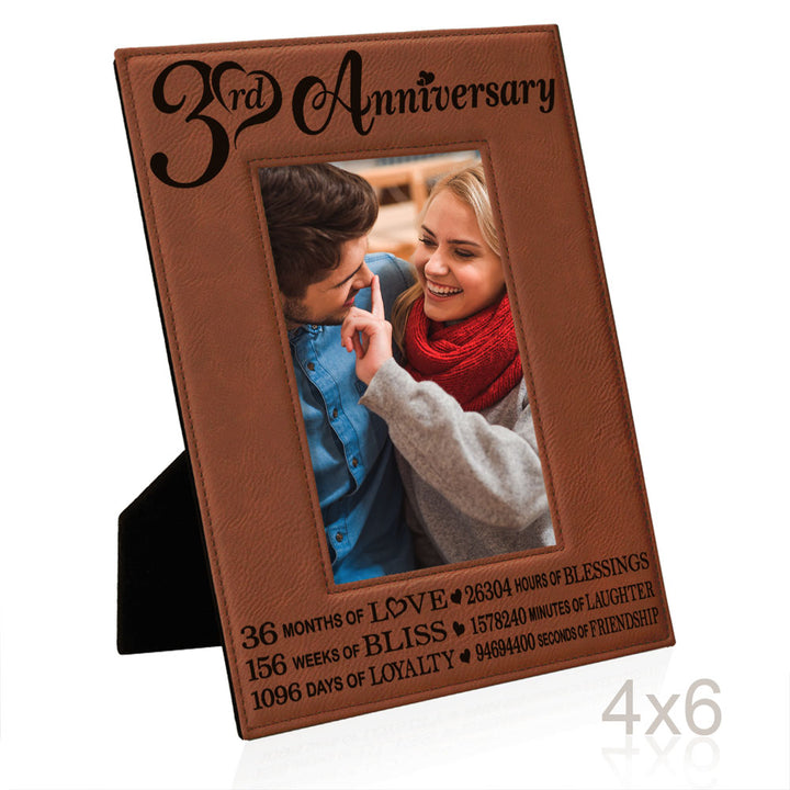 3rd Anniversary Love Bliss Leather Frame