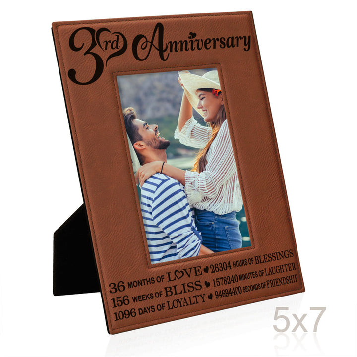 3rd Anniversary Love Bliss Leather Frame