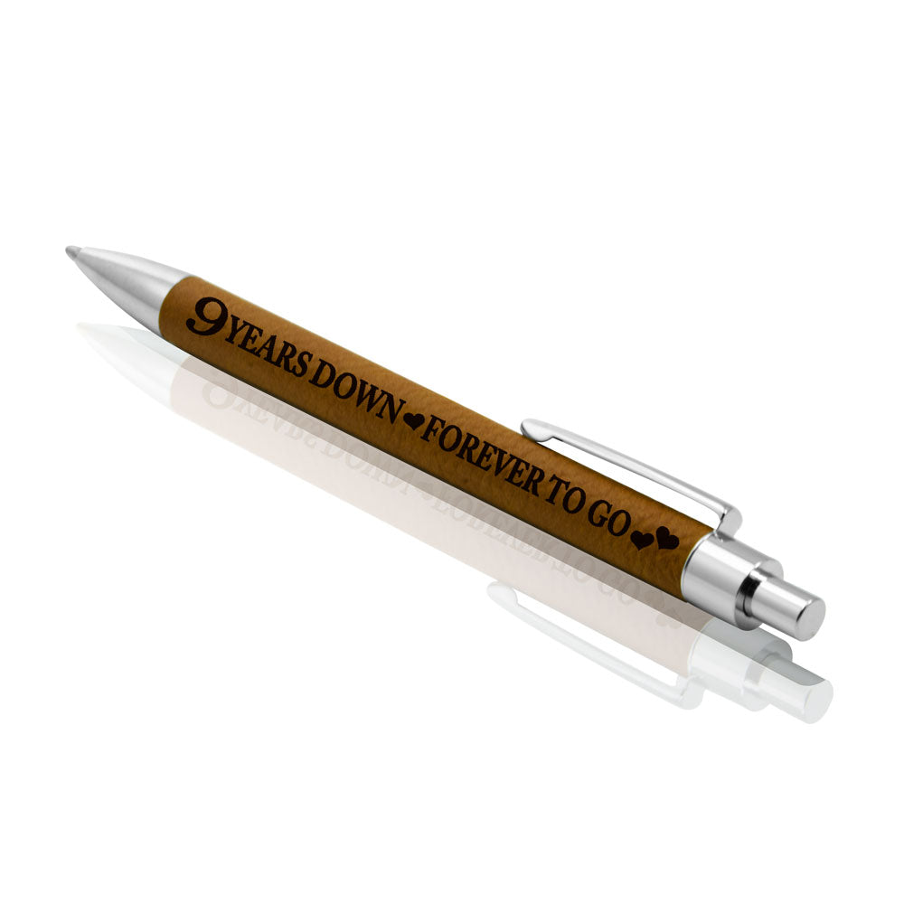 9 Years Down Forever to Go Anniversary Leather Pen