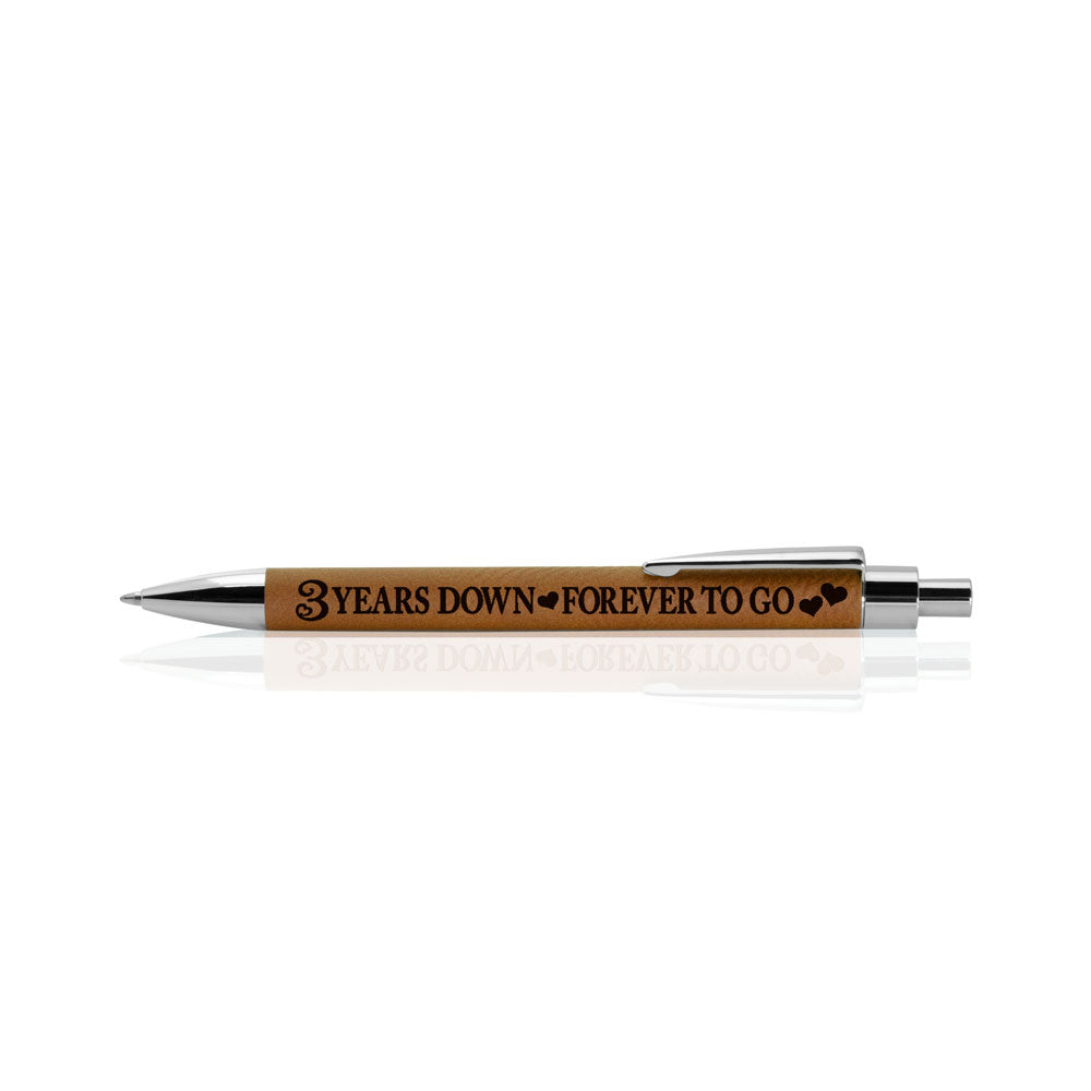 3 Years Down, Forever to Go Engraved Leather Pen