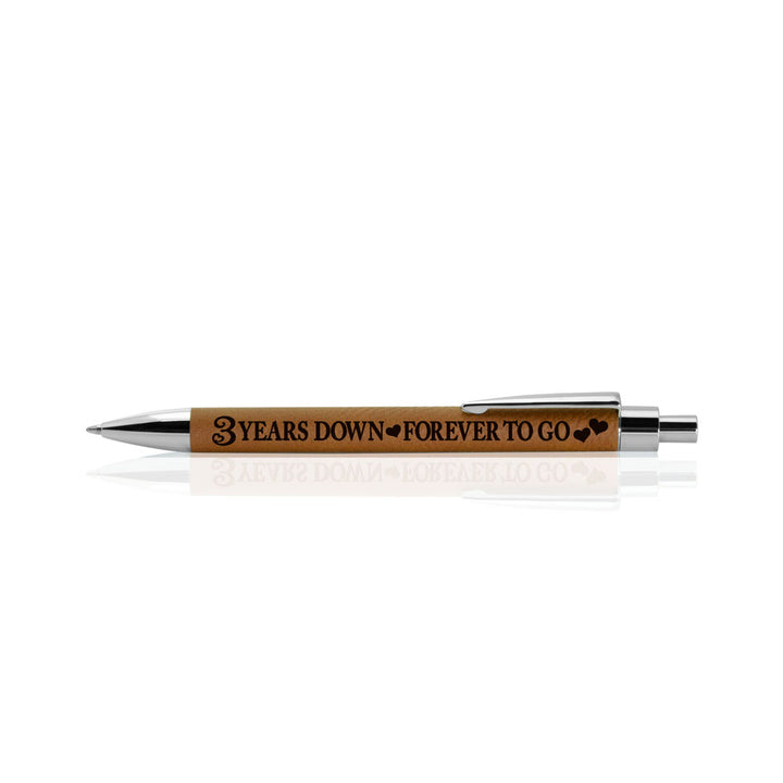 3 Years Down, Forever to Go Engraved Leather Pen
