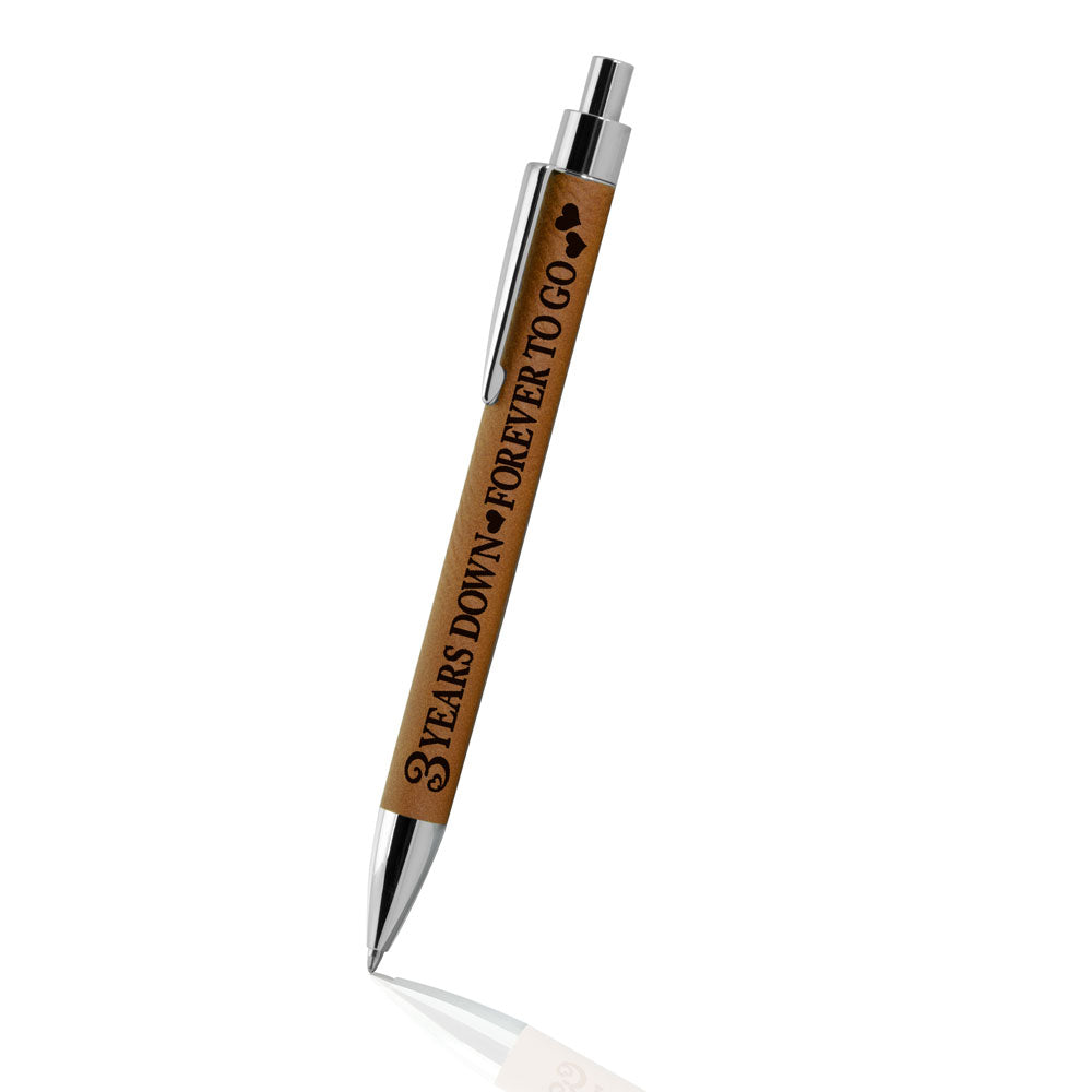 3 Years Down, Forever to Go Engraved Leather Pen