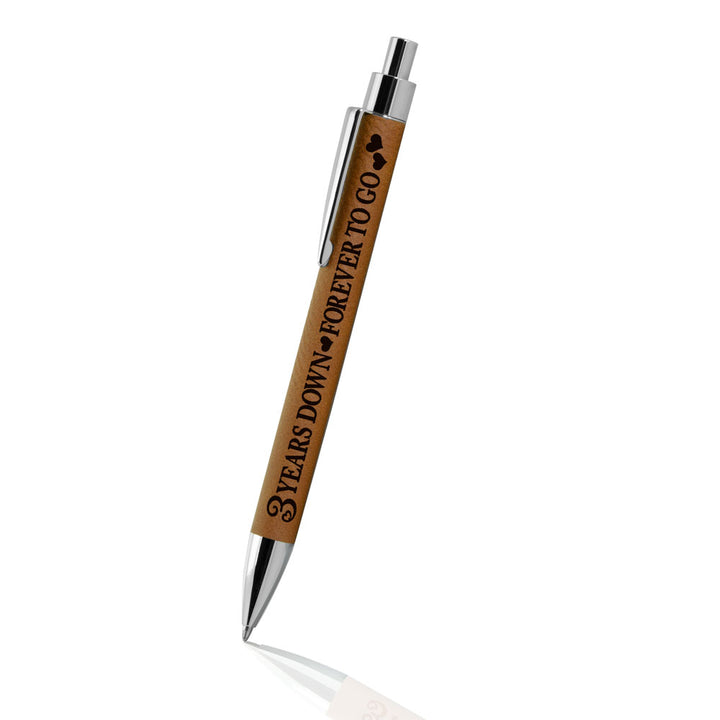 3 Years Down, Forever to Go Engraved Leather Pen