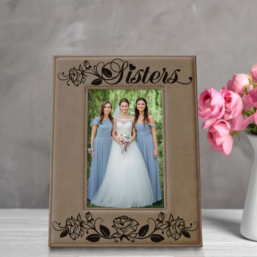 Sisters - Roses Leather Frame