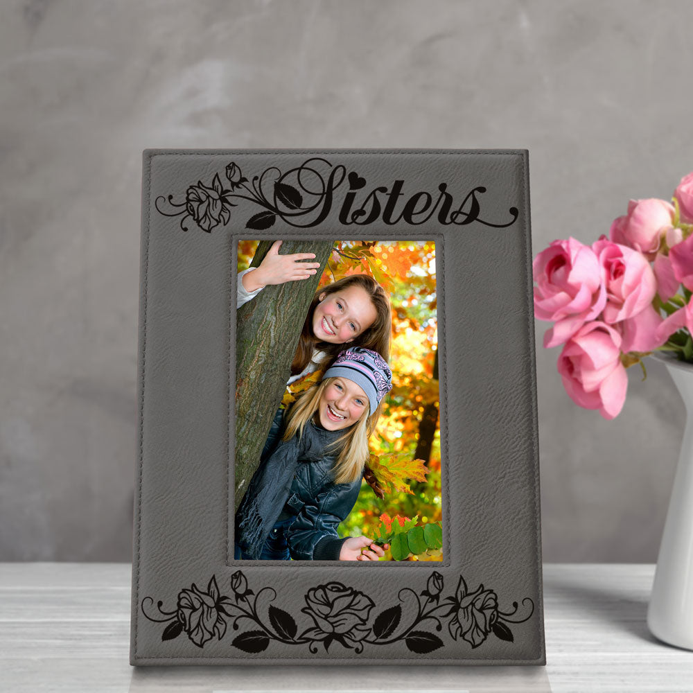 Sisters - Roses Leather Frame