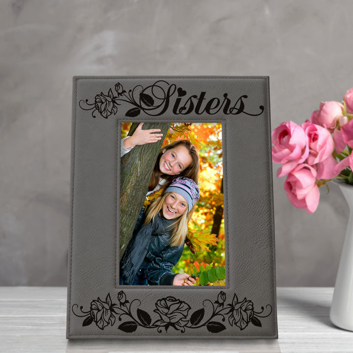 Sisters - Roses Leather Frame