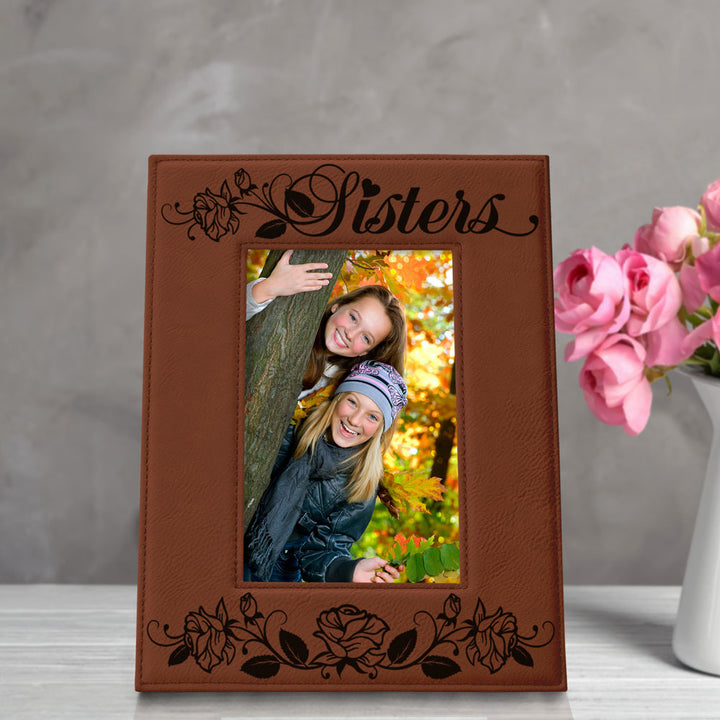 Sisters - Roses Leather Frame