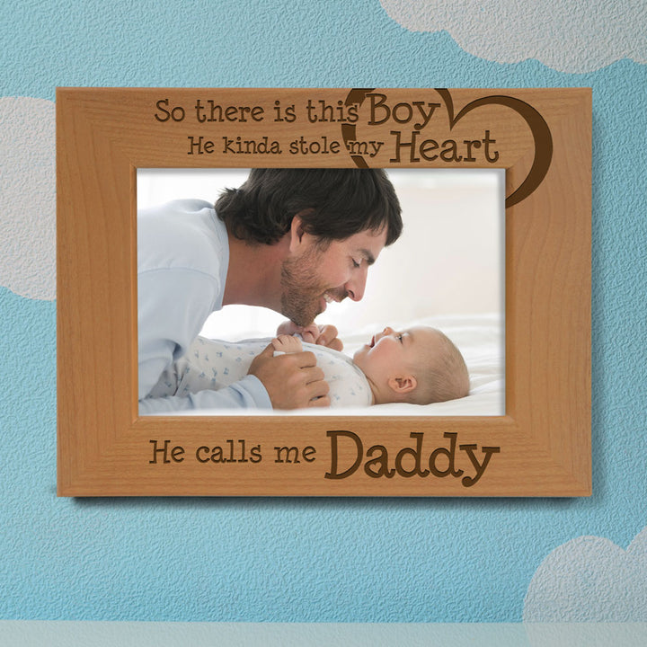 Boy Heart Mommy Engraved Wood Frame