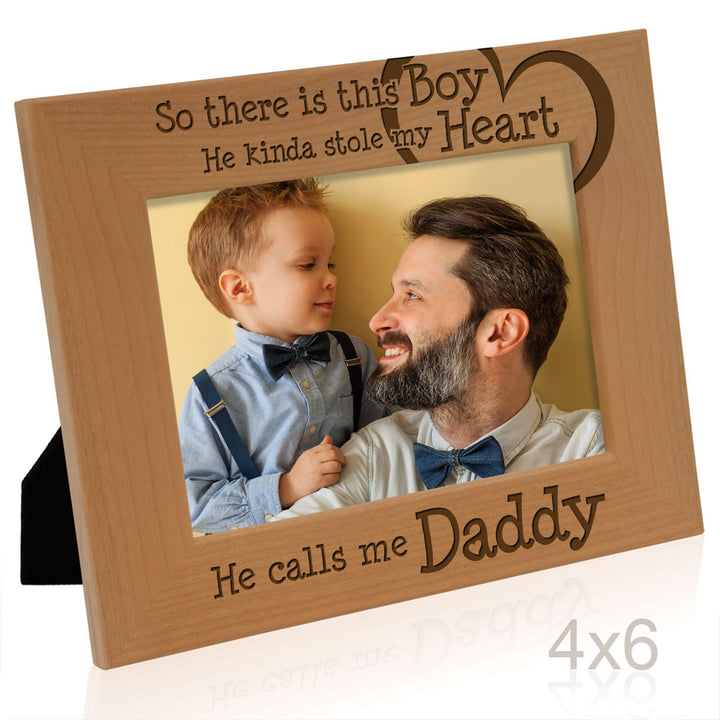 Boy Heart Mommy Engraved Wood Frame