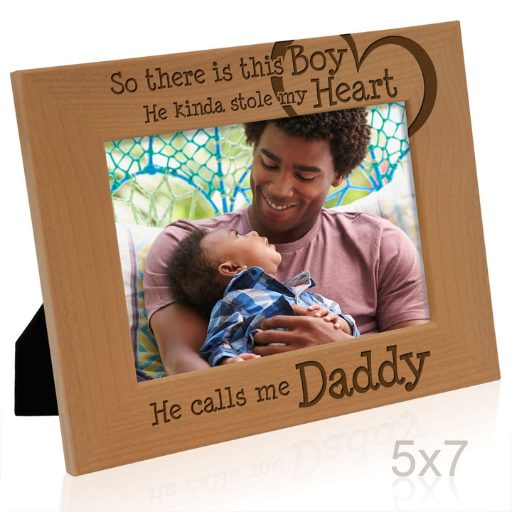 Boy Heart Mommy Engraved Wood Frame