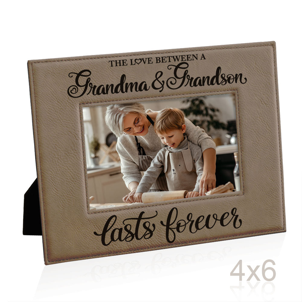 Love Grandma and Grandson Lasts Forever Leather Frame