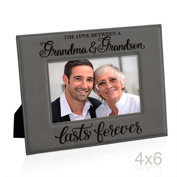 Love Grandma and Grandson Lasts Forever Leather Frame
