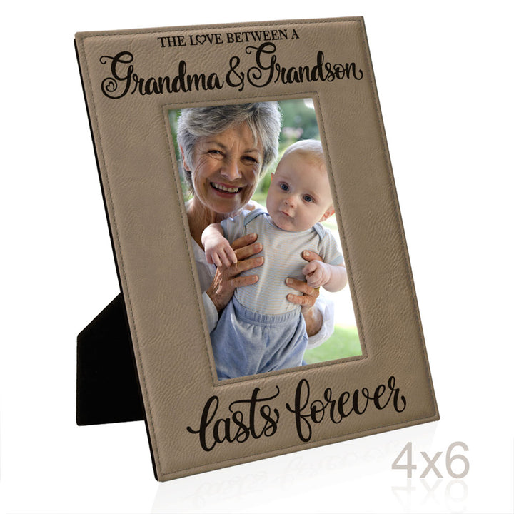 Love Grandma and Grandson Lasts Forever Leather Frame