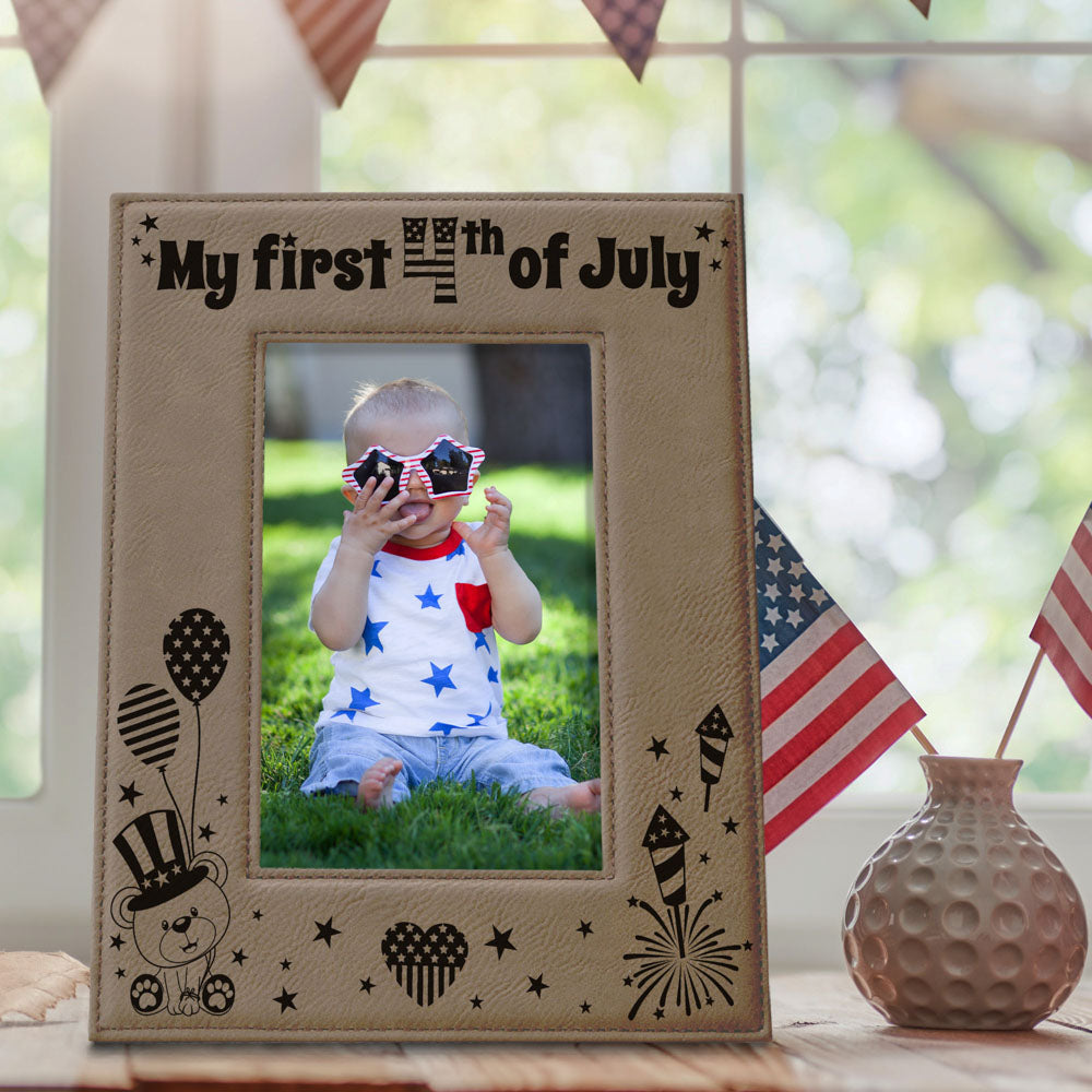My First 4th of July Leather Frame