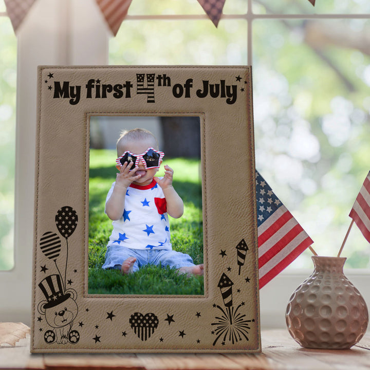 My First 4th of July Leather Frame