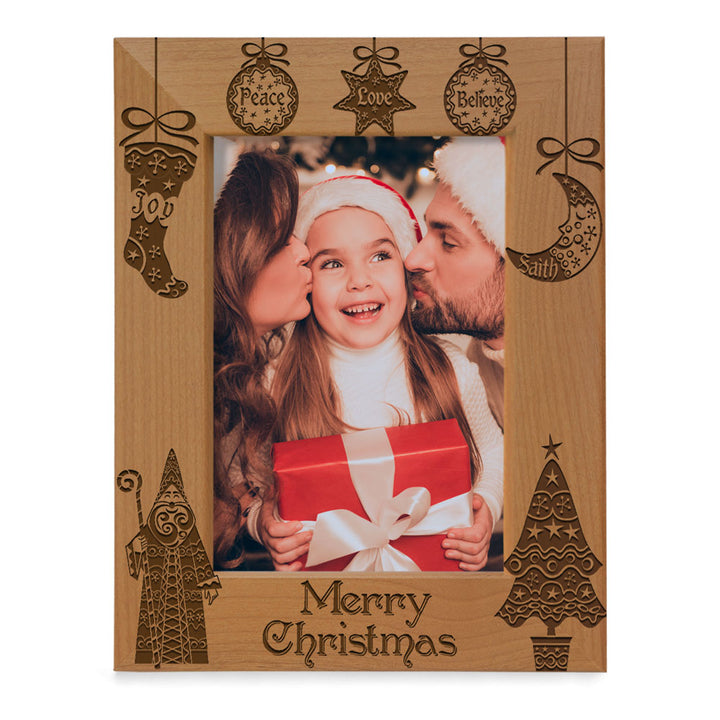 Merry Christmas Vintage Wood Frame