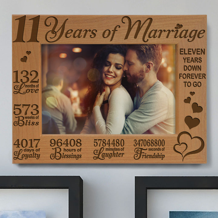 11 Years of Marriage Wood Frame, 11th Anniversary Wood Frame