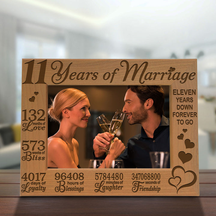 11 Years of Marriage Wood Frame, 11th Anniversary Wood Frame