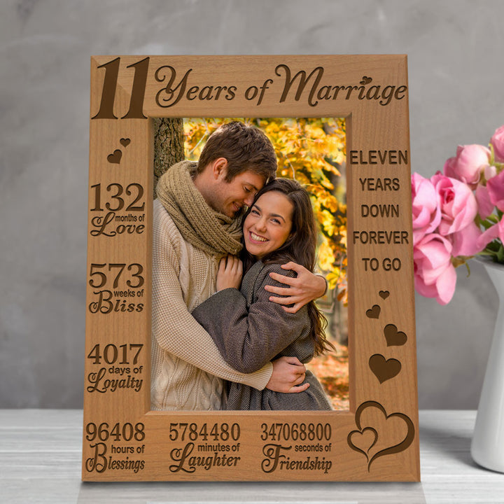 11 Years of Marriage Wood Frame, 11th Anniversary Wood Frame