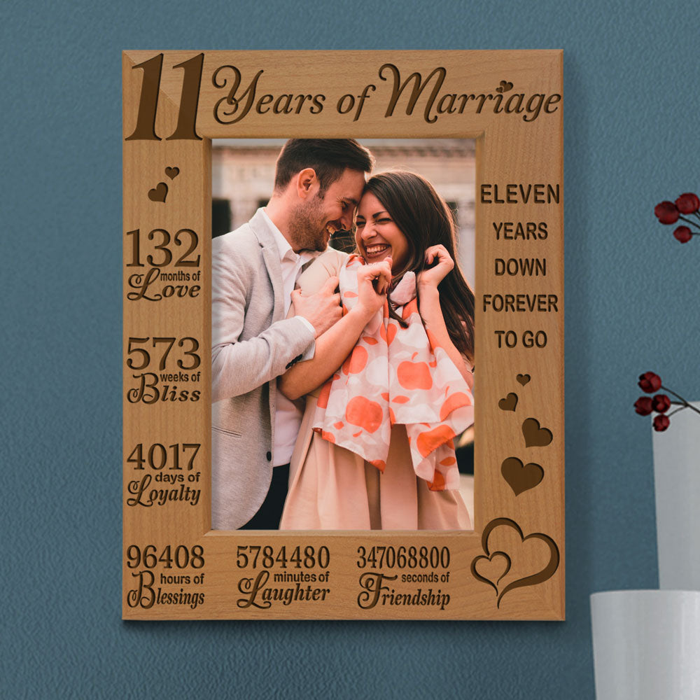11 Years of Marriage Wood Frame, 11th Anniversary Wood Frame