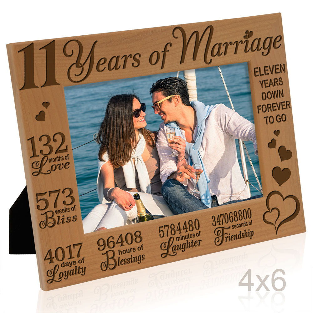 11 Years of Marriage Wood Frame, 11th Anniversary Wood Frame