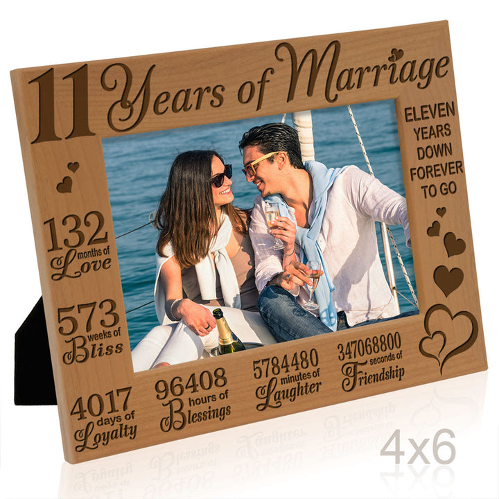 11 Years of Marriage Wood Frame, 11th Anniversary Wood Frame