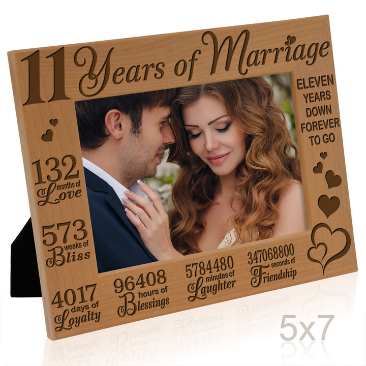 11 Years of Marriage Wood Frame, 11th Anniversary Wood Frame
