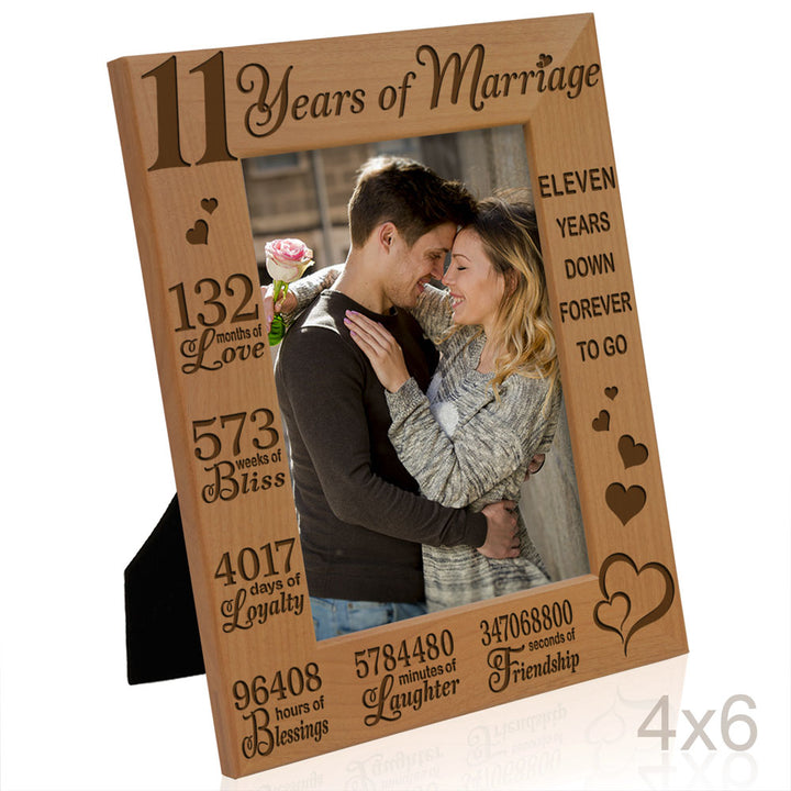 11 Years of Marriage Wood Frame, 11th Anniversary Wood Frame