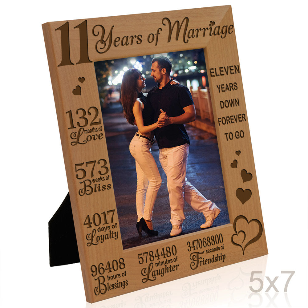 11 Years of Marriage Wood Frame, 11th Anniversary Wood Frame