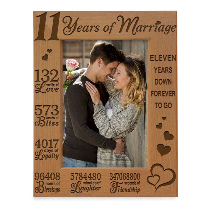 11 Years of Marriage Wood Frame, 11th Anniversary Wood Frame
