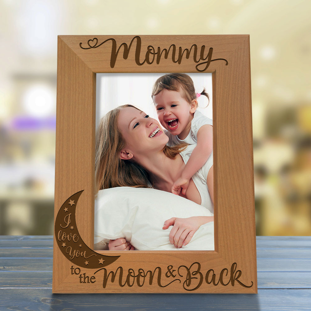 Mom Moon and Back Wood Frame, Mommy Moon and Back Wood Frame