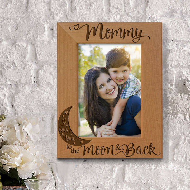 Mom Moon and Back Wood Frame, Mommy Moon and Back Wood Frame