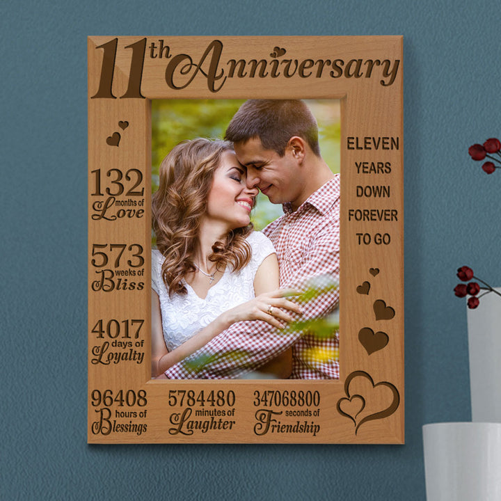 11 Years of Marriage Wood Frame, 11th Anniversary Wood Frame