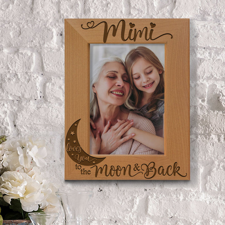 Mimi Moon and Back Wood Frame, I Love You Mimi Wood Frame
