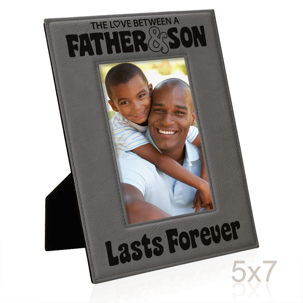 Love Father and Son Lasts Forever Leather Frame