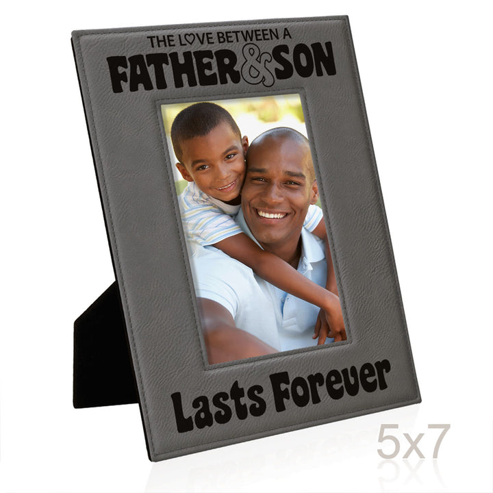 Love Father and Son Lasts Forever Leather Frame